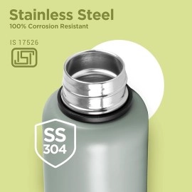 Milton Aura 1000 Thermosteel Bottle, 1 Litre, Grey 24 Hours Hot and Cold Easy to Carry Rust & Leak Proof  Tea, Coffee, Office, Gym, Home, Travel Bottle